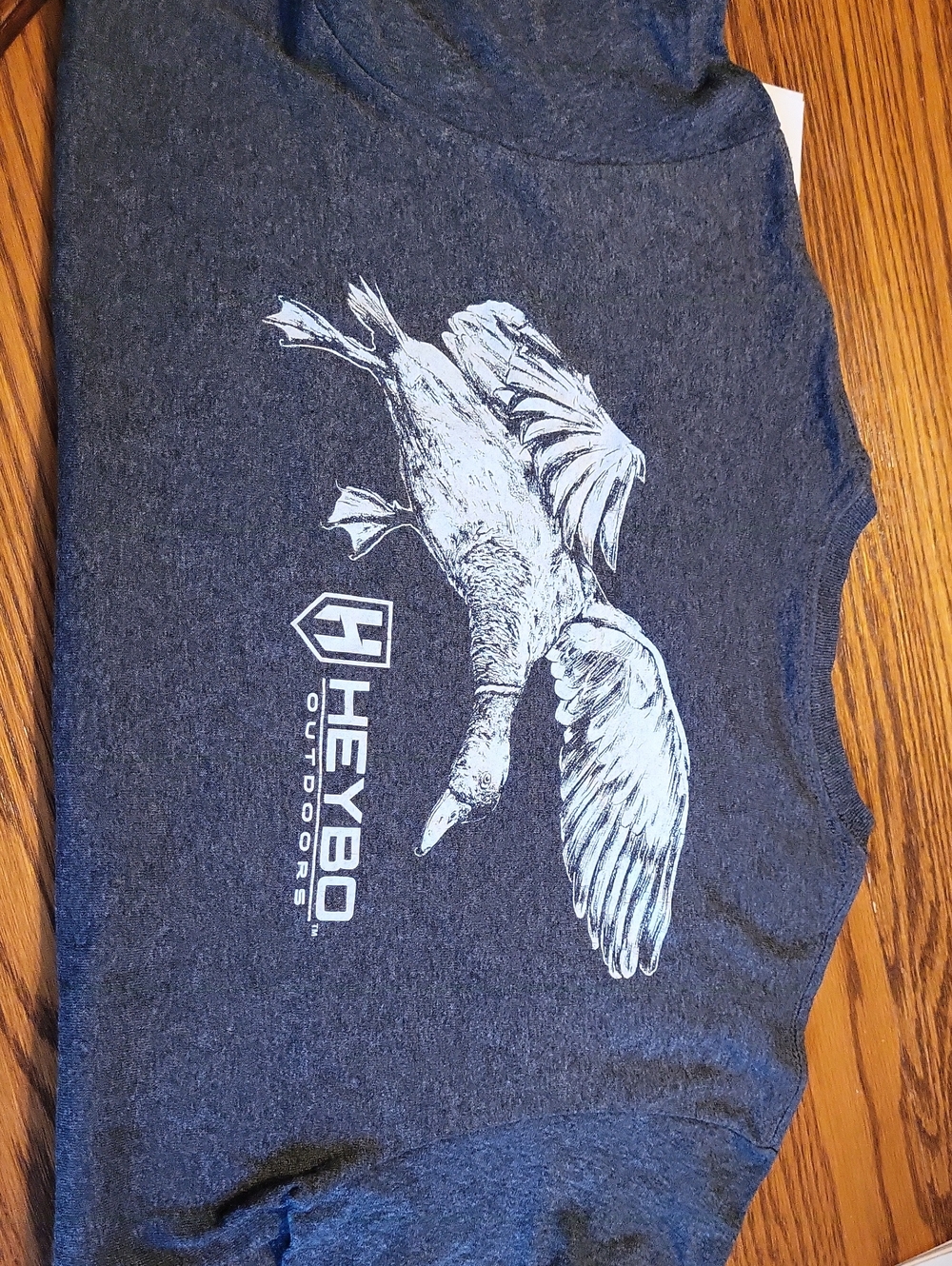 Heybo Kids Short Sleeve Tee in Heather Navy with Duck Graphic